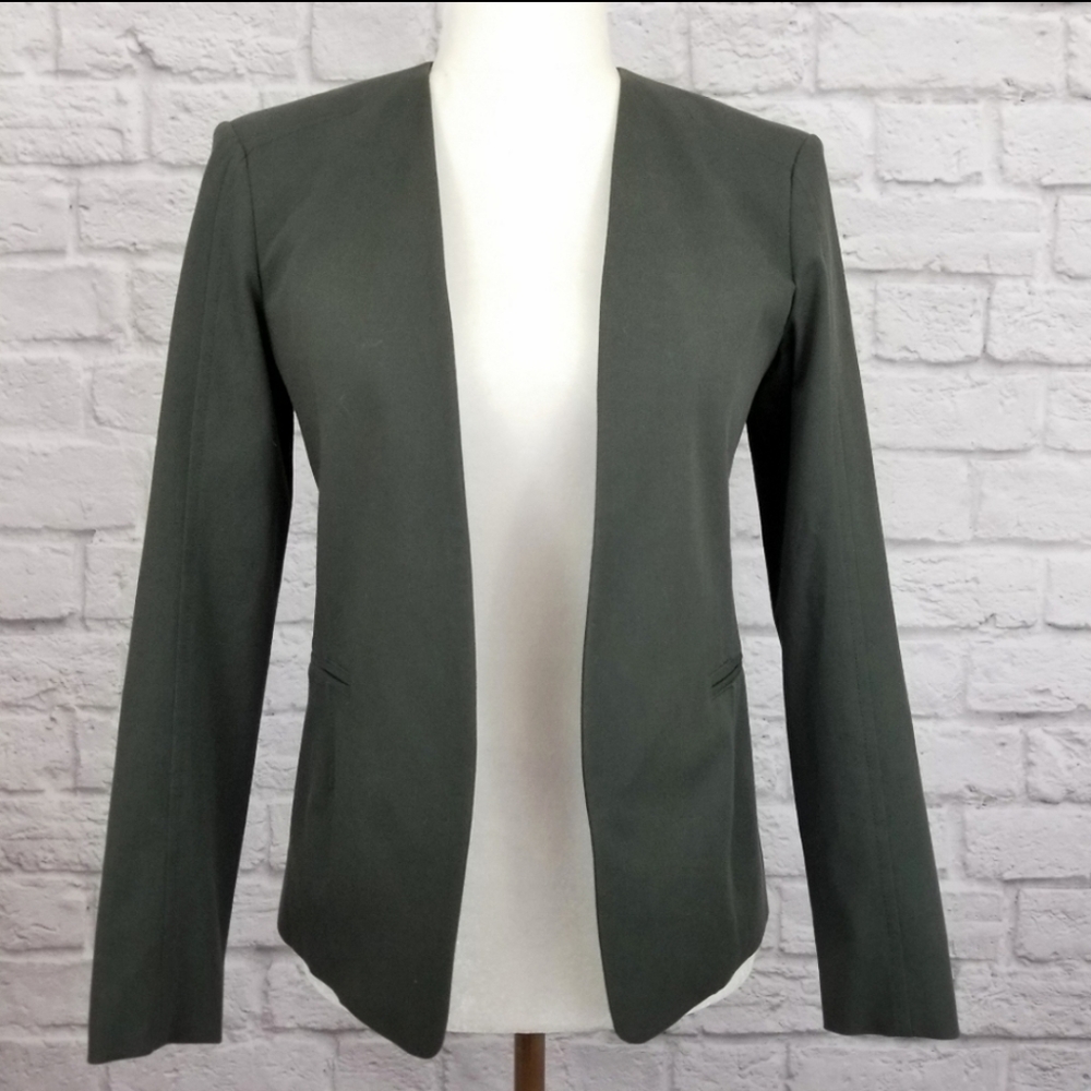 Theory Tadean Gray Open Front Form Fitting Blazer - image 6
